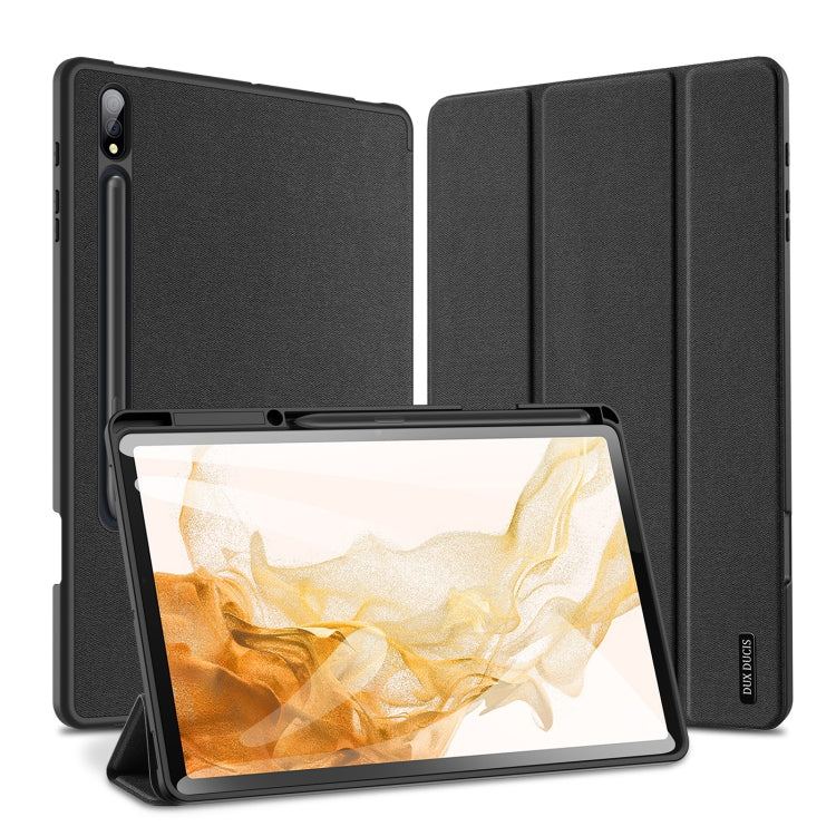 For Samsung Galaxy Tab S8+ / Tab S8 Plus /  Tab S7 FE / Tab S7+ DUX DUCIS Domo Series Horizontal Flip Magnetic PU Leather Case with Three-folding Holder & Wake-up / Sleep Function(Black) - Galaxy Tab S8+ Cases by DUX DUCIS | Online Shopping UK | buy2fix