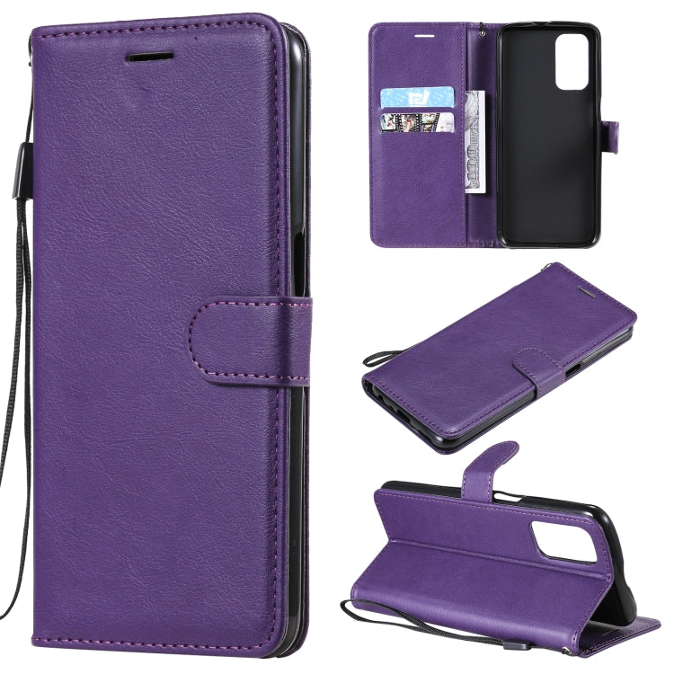 For OPPO A93 5G / A54 5G / A74 5G Solid Color Horizontal Flip Protective Leather Case with Holder & Card Slots & Wallet & Photo Frame & Lanyard(Purple) - OPPO & vivo Accessories by buy2fix | Online Shopping UK | buy2fix