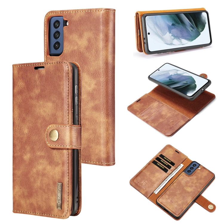 For Samsung Galaxy S21 FE DG.MING Crazy Horse Texture Flip Detachable Magnetic Leather Case with Holder & Card Slots & Wallet(Brown) - Galaxy Phone Cases by DG.MING | Online Shopping UK | buy2fix