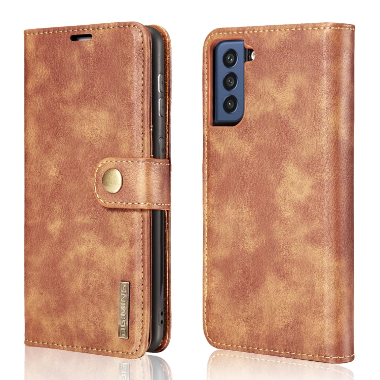 For Samsung Galaxy S21 FE DG.MING Crazy Horse Texture Flip Detachable Magnetic Leather Case with Holder & Card Slots & Wallet(Brown) - Galaxy Phone Cases by DG.MING | Online Shopping UK | buy2fix