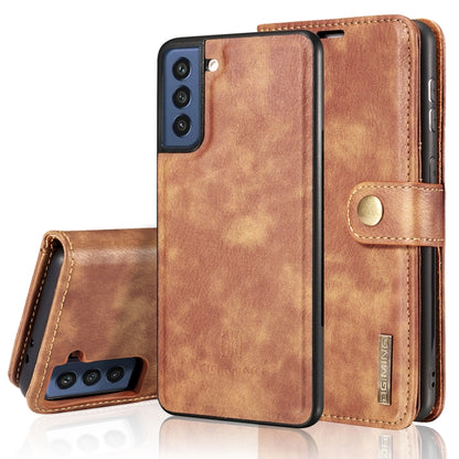 For Samsung Galaxy S21 FE DG.MING Crazy Horse Texture Flip Detachable Magnetic Leather Case with Holder & Card Slots & Wallet(Brown) - Galaxy Phone Cases by DG.MING | Online Shopping UK | buy2fix