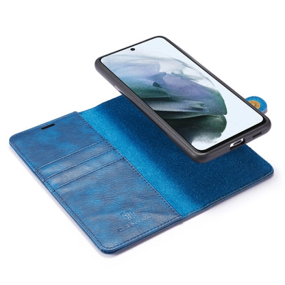 For Samsung Galaxy S21 FE DG.MING Crazy Horse Texture Flip Detachable Magnetic Leather Case with Holder & Card Slots & Wallet(Blue) - Galaxy Phone Cases by DG.MING | Online Shopping UK | buy2fix