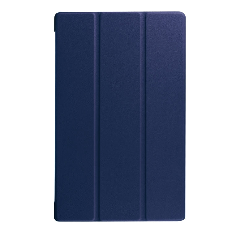 For Amazon Kindle Fire HD 10 2017 / 2019Custer Texture Horizontal Flip Leather Case with Three-folding Holder & Sleep / Wake-up Function(Dark Blue) - Amazon by buy2fix | Online Shopping UK | buy2fix
