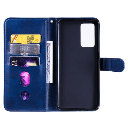 For OPPO Reno6 5G Fashion Calf Texture Zipper Horizontal Flip Leather Case with Holder & Card Slots & Wallet(Blue) - OPPO Cases by buy2fix | Online Shopping UK | buy2fix