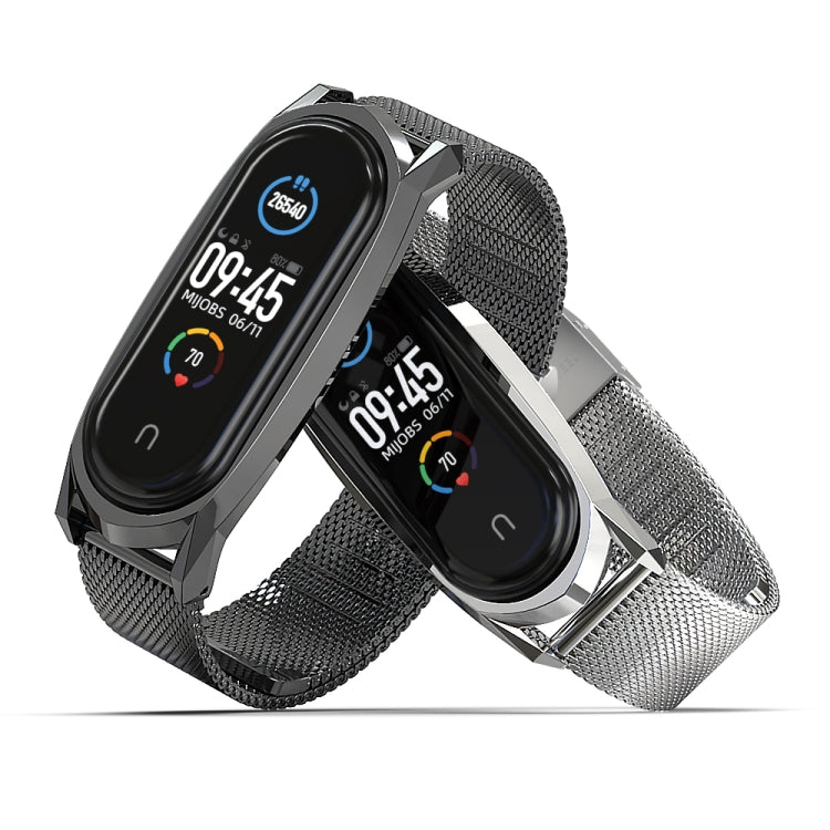 For Xiaomi Mi Band 6 / 5 / 4 / 3 Mijobs Milan Buckle GT Metal Stainless Steel Watch Band(Black) - Watch Bands by MIJOBS | Online Shopping UK | buy2fix