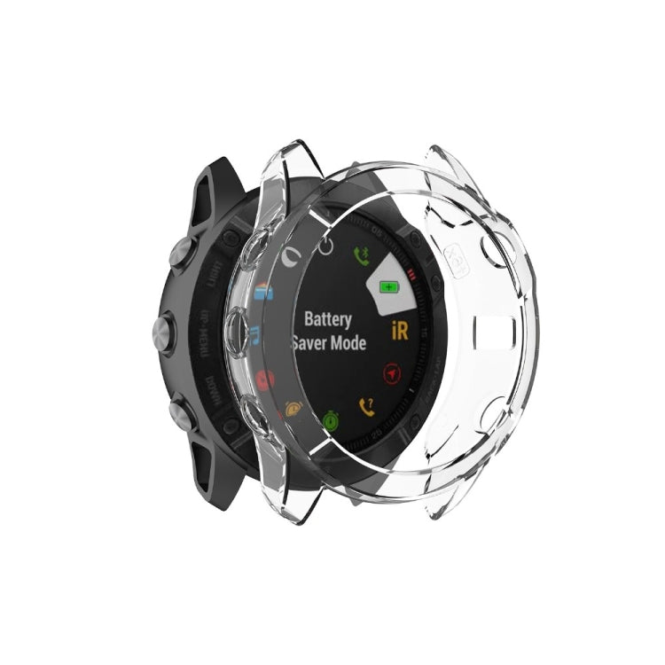 For Garmin Fenix 6X / 6X Pro Smart Watch Half Coverage TPU Protective Case(Transparent) - Watch Cases by buy2fix | Online Shopping UK | buy2fix