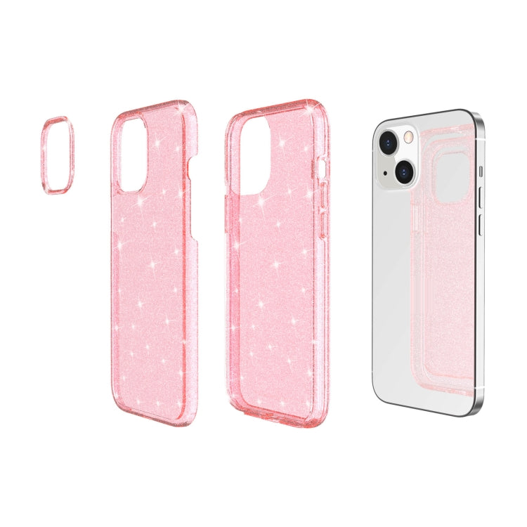 For iPhone 13 Shockproof Terminator Style Glitter Powder Protective Case(Pink) - iPhone 13 Cases by buy2fix | Online Shopping UK | buy2fix