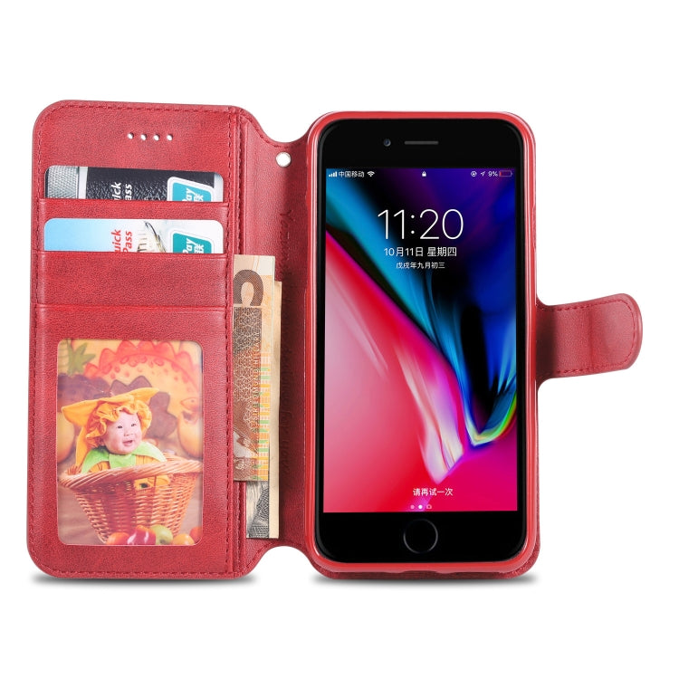For iPhone 7 / 8 AZNS Calf Texture Magnetic Horizontal Flip PU Leather Case with Holder & Card Slots & Photo Frame(Red) - iPhone SE 2022 / 2020 / 8 / 7 Cases by AZNS | Online Shopping UK | buy2fix