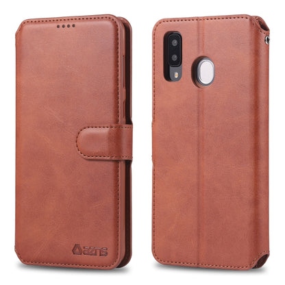 For  Galaxy A20e  AZNS Calf Texture Magnetic Horizontal Flip PU Leather Case with Holder & Card Slots & Photo Frame(Brown) - Galaxy Phone Cases by AZNS | Online Shopping UK | buy2fix