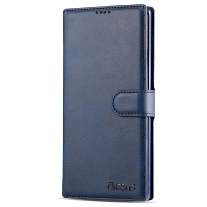 For Galaxy Note 10 Plus AZNS Calf Texture Magnetic Horizontal Flip PU Leather Case with Holder & Card Slots & Photo Frame(Blue) - Galaxy Phone Cases by AZNS | Online Shopping UK | buy2fix