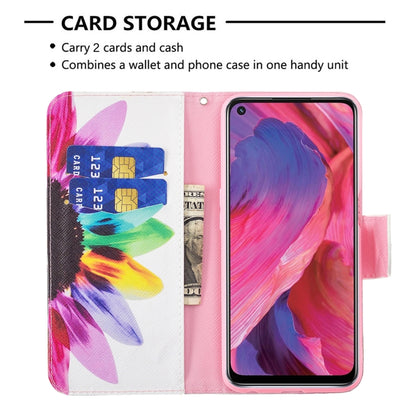 For OPPO A74 / A93 / A54 5G Colored Drawing Pattern Horizontal Flip Leather Case with Holder & Card Slots & Wallet(Sun Flower) - OPPO & vivo Accessories by buy2fix | Online Shopping UK | buy2fix