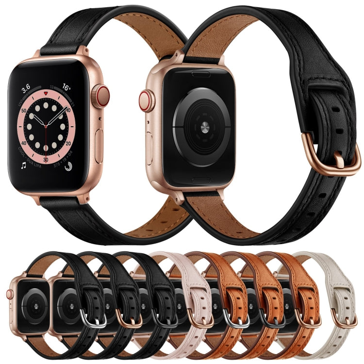 Women Starry Sky Style Leather Watch Band For Apple Watch Series 9&8&7 41mm / SE 3&SE 2&6&SE&5&4 40mm / 3&2&1 38mm(Brown Rose Gold Buckle) - Watch Bands by buy2fix | Online Shopping UK | buy2fix