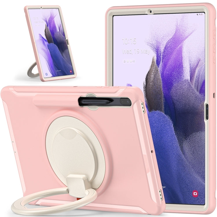 For Samsung Galaxy Tab S8+ / Tab S8 Plus /  Tab S7 FE / Tab S7+/S7 FE 12.4 inch T970 Shockproof TPU + PC Protective Case with 360 Degree Rotation Foldable Handle Grip Holder & Pen Slot(Cherry Blossoms Pink) - Galaxy Tab S8+ Cases by buy2fix | Online Shopping UK | buy2fix