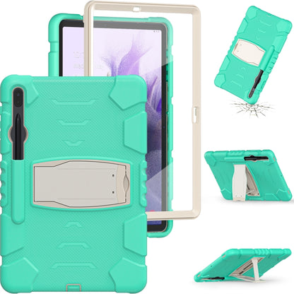 For Samsung Galaxy Tab S7+/ Tab S7 FE / Tab S8+ 3-Layer Protection Screen Frame + PC + Silicone Combination Case with Holder(Mint Green) - Other Galaxy Tab PC by buy2fix | Online Shopping UK | buy2fix