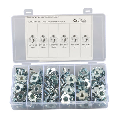 A6347 80 PCS T-Nut 4 Pronged Tee Blind Nuts Assortment Kit - In Car by buy2fix | Online Shopping UK | buy2fix