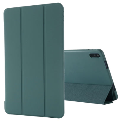 For Huawei MatePad 11 (2021) GEBEI Shockproof Horizontal Flip Leather Case with Three-folding Holder(Dark Green) - Huawei by GEBEI | Online Shopping UK | buy2fix