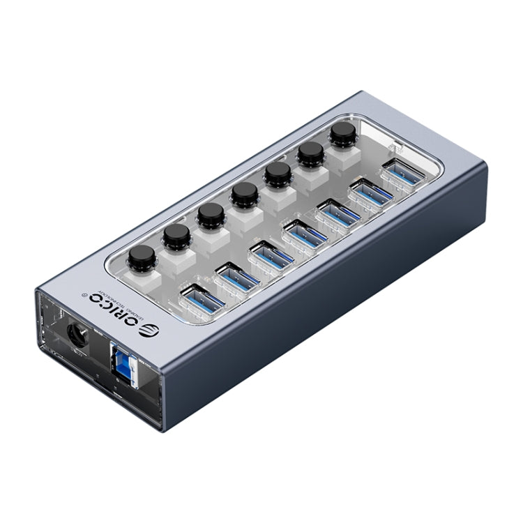 ORICO AT2U3-7AB-GY-BP 7 In 1 Aluminum Alloy Multi-Port USB HUB with Individual Switches, AU Plug - USB 3.0 HUB by ORICO | Online Shopping UK | buy2fix