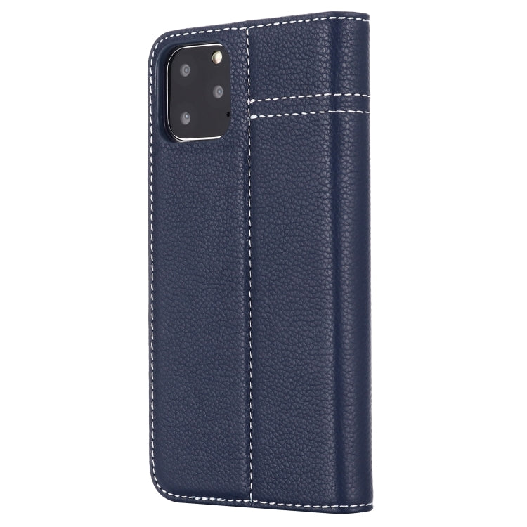 For iPhone 11 GEBEI Top-grain Leather Horizontal Flip Protective Case with Holder & Card Slots(Blue) - iPhone 11 Cases by GEBEI | Online Shopping UK | buy2fix