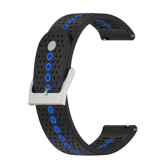 20mm Universal Colorful Hole Silicone Watch Band(Black Blue) - Smart Wear by buy2fix | Online Shopping UK | buy2fix