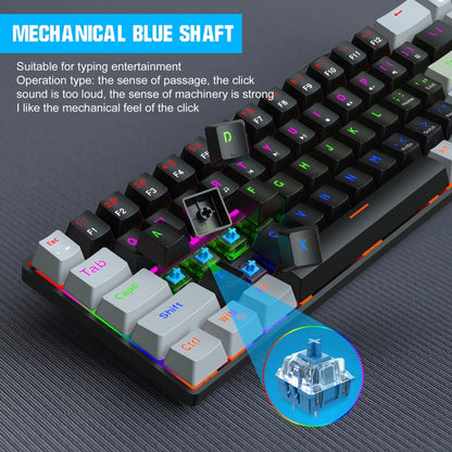 HXSJ V800 68 Keys Type-C Wired Cool Backlight Mechanical Keyboard(Blue Shaft) - Wired Keyboard by HXSJ | Online Shopping UK | buy2fix