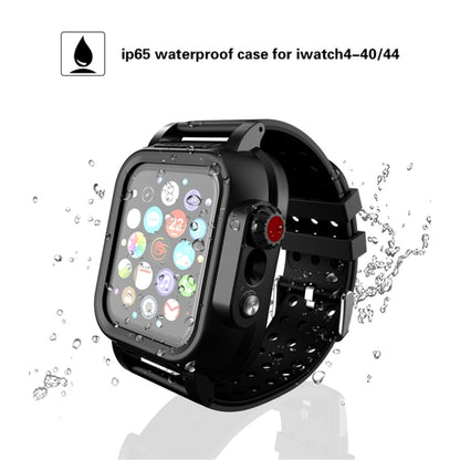 For Apple Watch Series SE 2&6&SE&5&4 44mm RedPepper IP68 Waterproof Screen Protector + Watchband + Protective Case(Black) - Smart Wear by RedPepper | Online Shopping UK | buy2fix