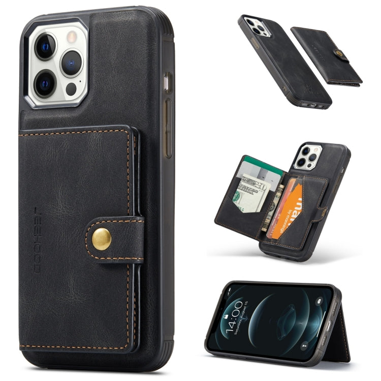 For iPhone 13 Pro Max JEEHOOD Retro Magnetic Detachable Protective Case with Wallet & Card Slot & Holder (Black) - iPhone 13 Pro Max Cases by JEEHOOD | Online Shopping UK | buy2fix