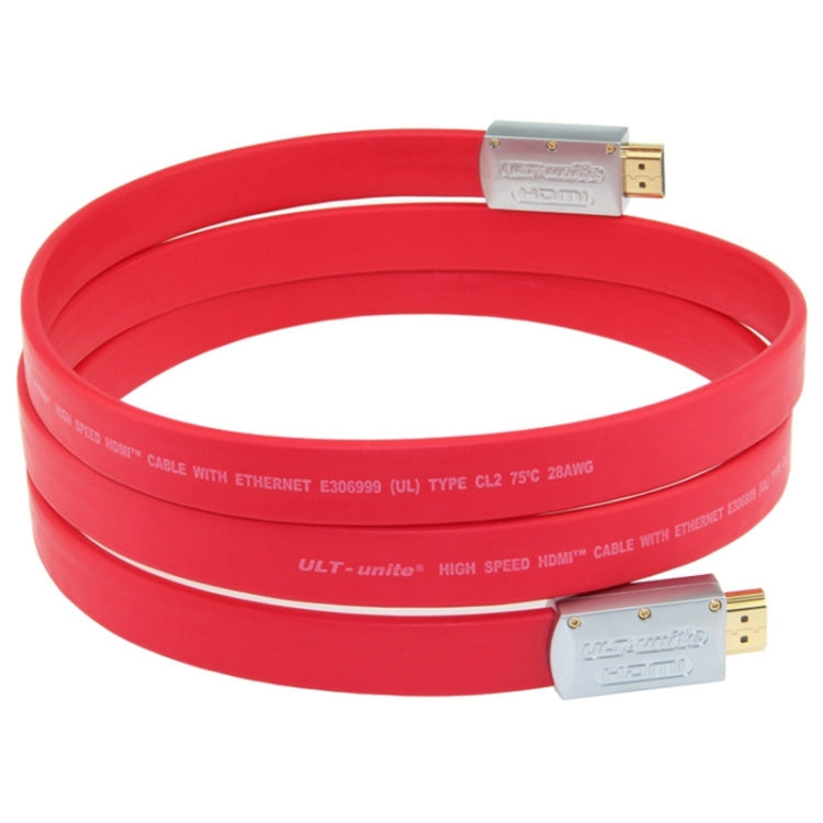 ULT-unite 4K Ultra HD Gold-plated HDMI to HDMI Flat Cable, Cable Length:5m(Red) - Cable by ult-unite | Online Shopping UK | buy2fix