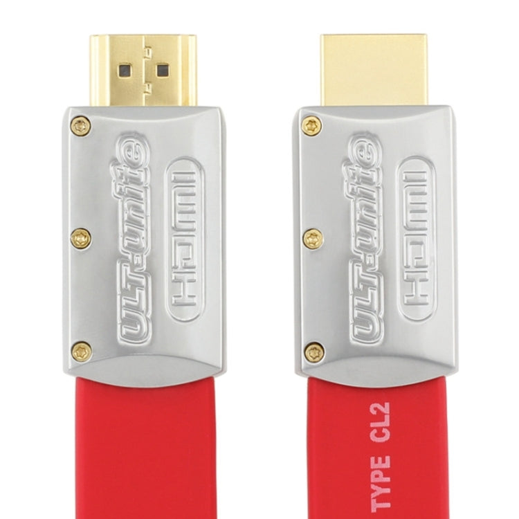 ULT-unite 4K Ultra HD Gold-plated HDMI to HDMI Flat Cable, Cable Length:15m(Red) - Cable by ult-unite | Online Shopping UK | buy2fix