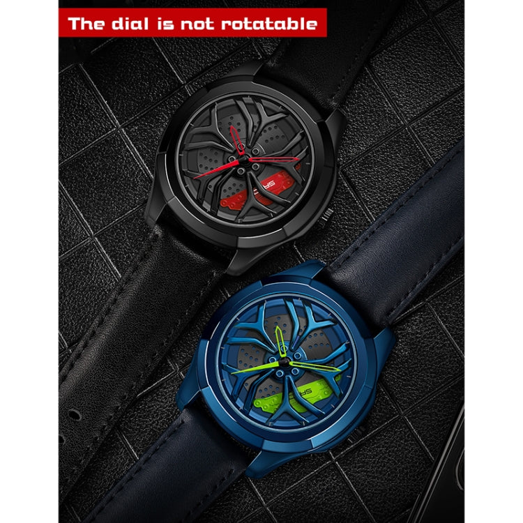 SANDA 1065 3D Hollow Out Wheel Non-rotatable Dial Quartz Watch for Men, Style:Mesh Belt(Blue Red) - Metal Strap Watches by SANDA | Online Shopping UK | buy2fix