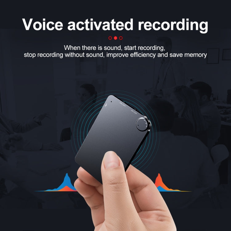 K2 Portable Ultra-thin Card Voice Recorder, Capacity:8GB(Black) - Other Style by buy2fix | Online Shopping UK | buy2fix