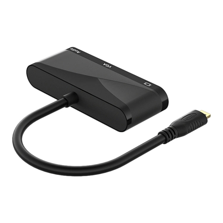 h115 3 in 1 Micro HDMI to HDMI + VGA + 3.5 Audio Converter Cable(Black) - Converter by buy2fix | Online Shopping UK | buy2fix