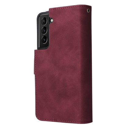 For Samsung Galaxy S22 5G Multifunctional Phone Leather Case with Card Slot & Holder & Zipper Wallet & Photo Frame(Wine Red) - Samsung Accessories by buy2fix | Online Shopping UK | buy2fix