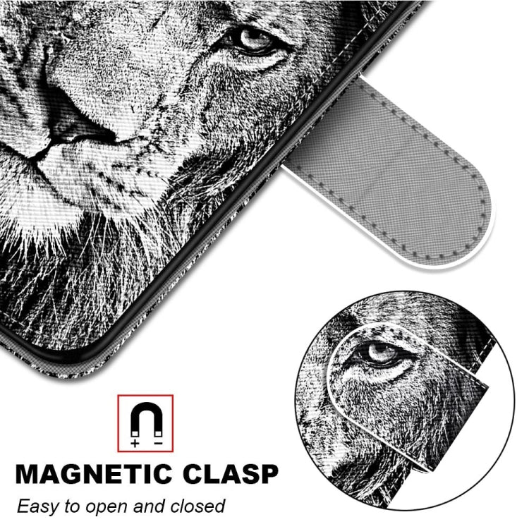 For Samsung Galaxy S22 Ultra 5G Coloured Drawing Cross Texture Horizontal Flip PU Phone Leather Case with Holder & Card Slots & Wallet & Lanyard(Colorful Layer(Black and White Lion Head) - Samsung Accessories by buy2fix | Online Shopping UK | buy2fix