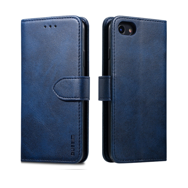 For iPhone 8  / 7 GUSSIM Magnetic Horizontal Flip Leather Case with Holder & Card Slots & & Wallet(Blue) - More iPhone Cases by GUSSIM | Online Shopping UK | buy2fix