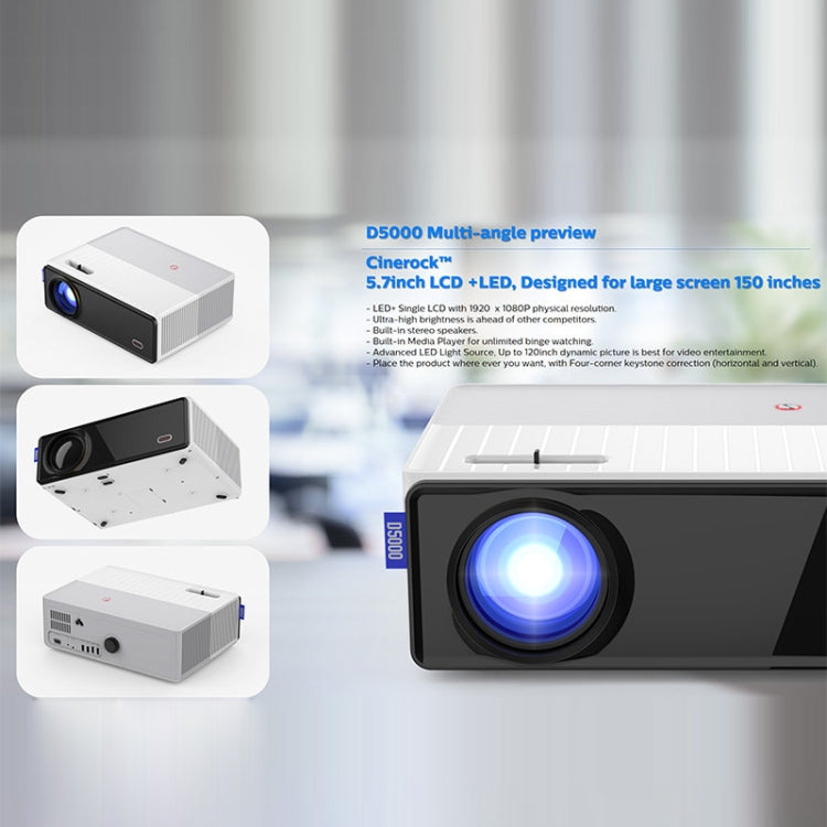 VIVIBRIGHT D5000 1920x1080P 420ANSI 6000Lumens LCD + LED HD Digital Projector, Basic Version EU Plug - Consumer Electronics by VIVIBRIGHT | Online Shopping UK | buy2fix