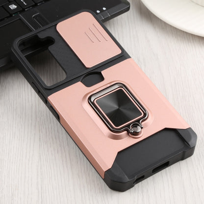 For Samsung Galaxy S22 5G Sliding Camera Cover Design PC + TPU Shockproof Phone Case with Ring Holder & Card Slot(Rose Gold) - Samsung Accessories by buy2fix | Online Shopping UK | buy2fix