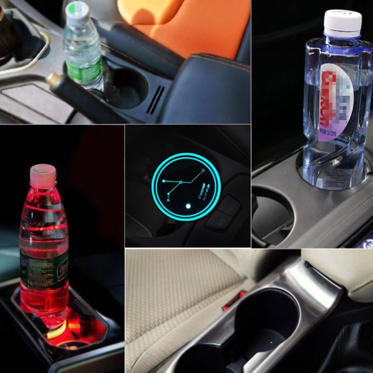 2 PCS Car Constellation Series AcrylicColorful USB Charger Water Cup Groove LED Atmosphere Light(Cancer) - In Car by buy2fix | Online Shopping UK | buy2fix