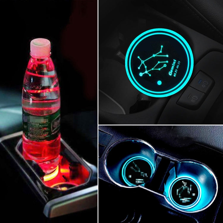 2 PCS Car Constellation Series AcrylicColorful USB Charger Water Cup Groove LED Atmosphere Light(Gemini) - In Car by buy2fix | Online Shopping UK | buy2fix