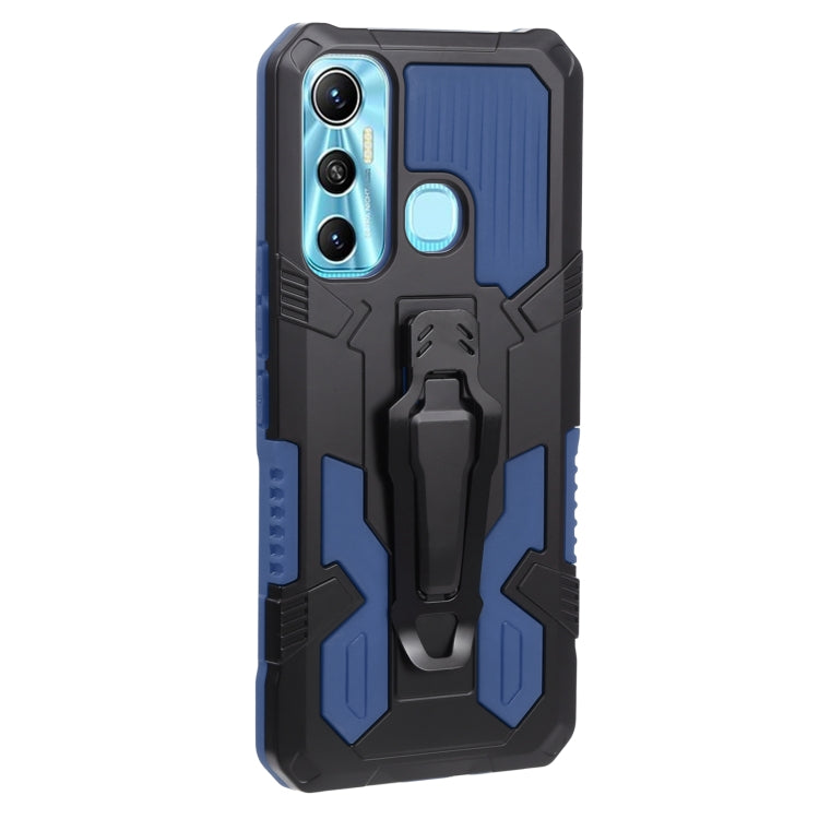 For Infinix Hot 11 Armor Warrior Shockproof PC + TPU Lanyard Phone Case(Blue) - Infinix Cases by buy2fix | Online Shopping UK | buy2fix