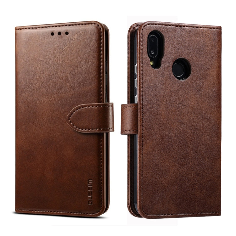 For Huawei P20 Lite GUSSIM Business Style Horizontal Flip Leather Case with Holder & Card Slots & Wallet(Brown) - Mobile Accessories by GUSSIM | Online Shopping UK | buy2fix