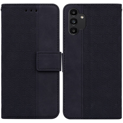 For Samsung Galaxy A13 4G Geometric Embossed Leather Phone Case(Black) - Samsung Accessories by buy2fix | Online Shopping UK | buy2fix