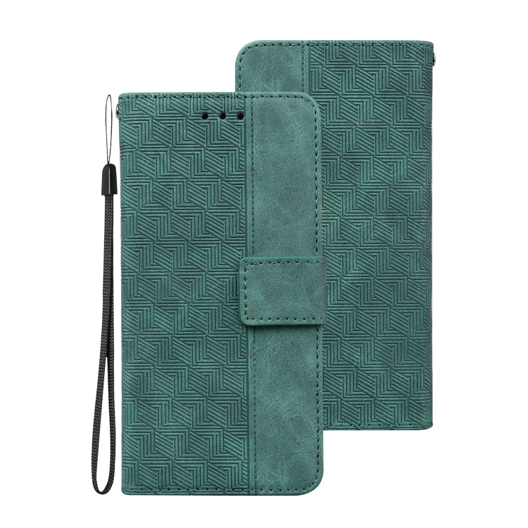 For Samsung Galaxy A42 5G Geometric Embossed Leather Phone Case(Green) - Samsung Accessories by buy2fix | Online Shopping UK | buy2fix