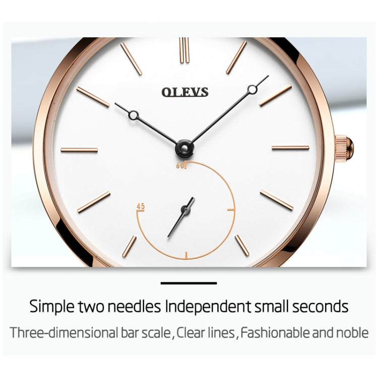 OLEVS 5190 Women Waterproof Ultra-thin Small Dial Quartz Watch(Rose Gold + White) - Metal Strap Watches by OLEVS | Online Shopping UK | buy2fix