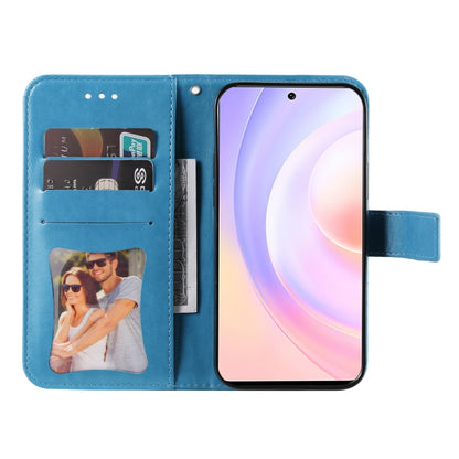 For Honor 50 SE / Huawei nova 9 SE 7-petal Flowers Embossed Flip Leather Phone Case(Blue) - Mobile Accessories by buy2fix | Online Shopping UK | buy2fix