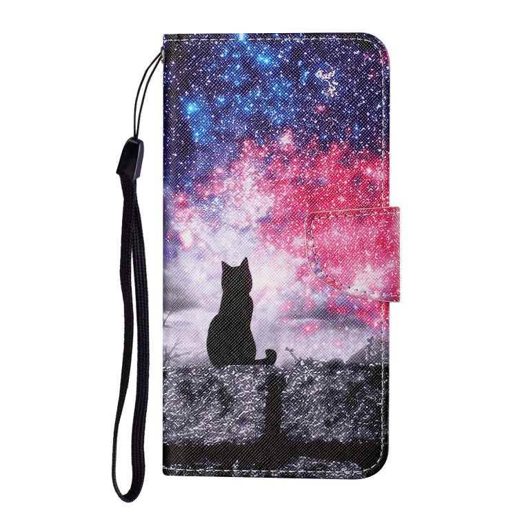 For Xiaomi Redmi 10C Colored Drawing Pattern Flip Leather Case(Star Sky Cat) - Xiaomi Cases by buy2fix | Online Shopping UK | buy2fix