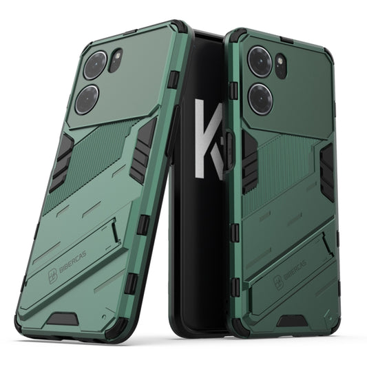 For OPPO K10 5G China Punk Armor 2 in 1 PC + TPU Shockproof Phone Case with Invisible Holder(Green) - OPPO Cases by buy2fix | Online Shopping UK | buy2fix