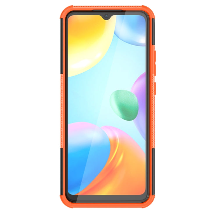 For Xiaomi Redmi 10C 4G Global Tire Texture TPU + PC Phone Case with Holder(Orange) - Xiaomi Accessories by buy2fix | Online Shopping UK | buy2fix