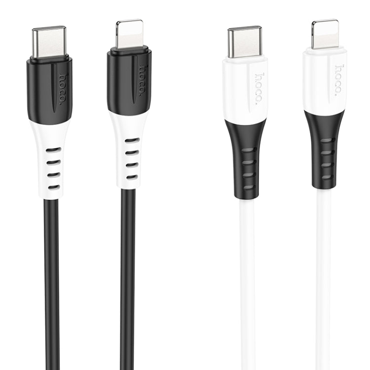 hoco 20W X82 3A PD USB-C / Type-C to 8 Pin Silicone Charging Data Cable,Length: 1m(Black) - 2 in 1 Cable by hoco | Online Shopping UK | buy2fix
