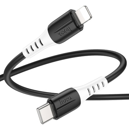 hoco 20W X82 3A PD USB-C / Type-C to 8 Pin Silicone Charging Data Cable,Length: 1m(Black) - 2 in 1 Cable by hoco | Online Shopping UK | buy2fix
