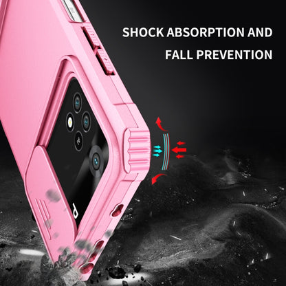 For Xiaomi Poco M4 Pro 4G Stereoscopic Holder Sliding Camshield Phone Case(Pink) - Xiaomi Cases by buy2fix | Online Shopping UK | buy2fix